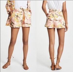 Joie Jaklyn Linen Belted Floral Shorts Tropical Resortwear Pink Sz 2